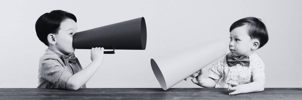 young children using megaphones